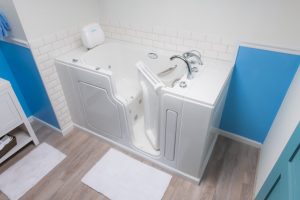 A Walk-In Tub demonstrated upon bathroom installation