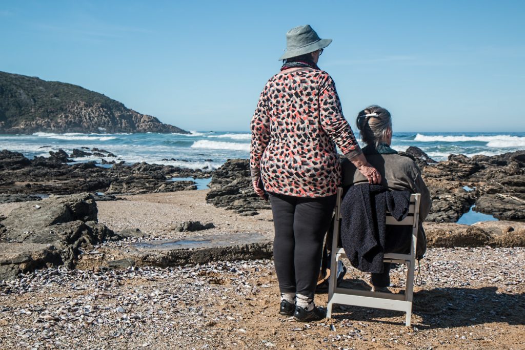 Seniors on a coastal beach